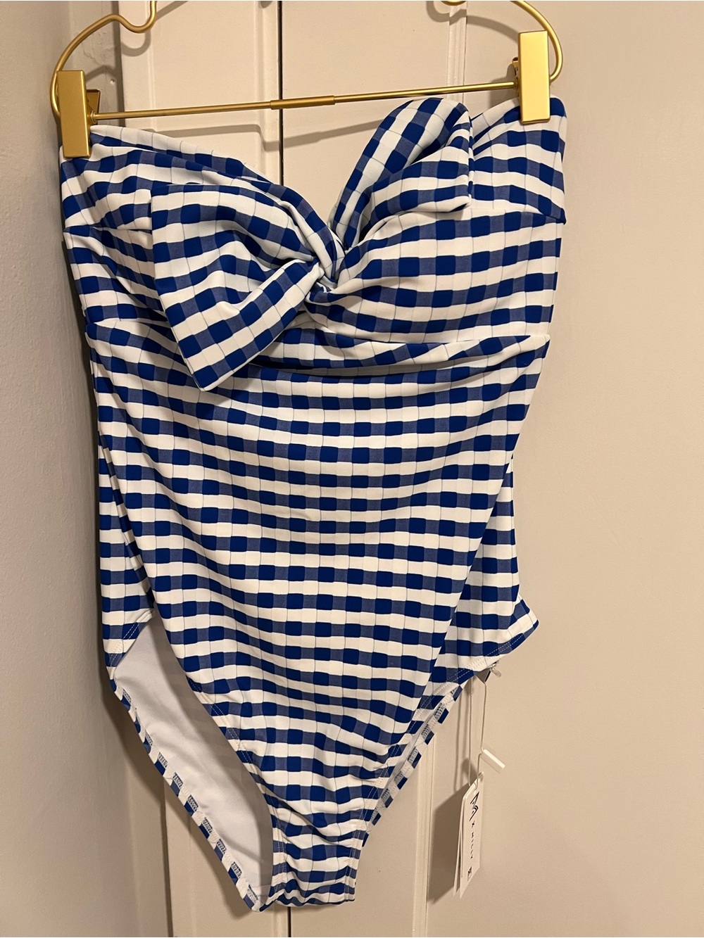 Milly Blue and White Gingham One-Piece Swimsuit
